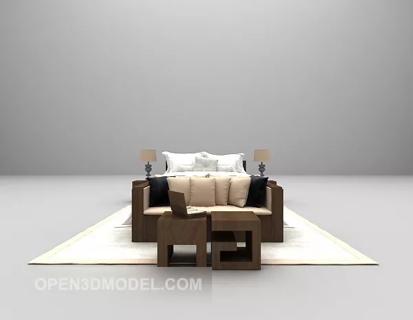Bed Sofa Table Carpet Combination Set 3d model Bed Sofa Table Carpet Combination Set 3d model