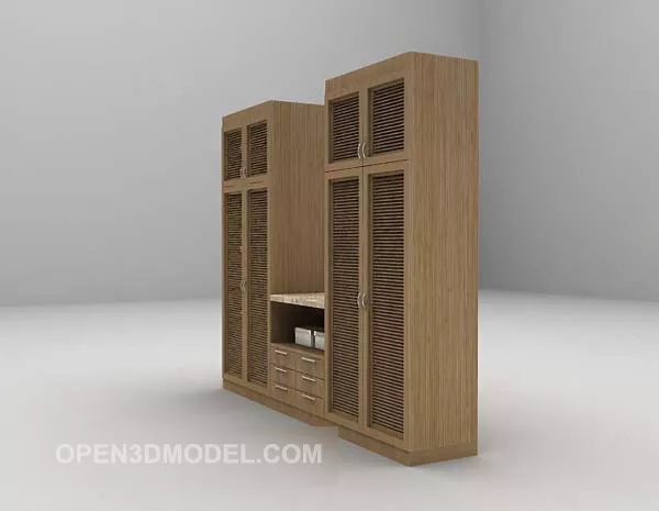 High Wardrobe With Drawers 3d model