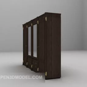 Black Wood Wardrobe 3d model