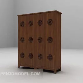 Wooden Brown Wardrobe Office Furniture 3d model
