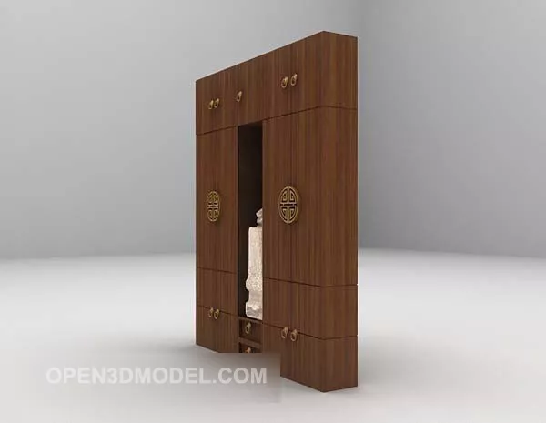 Chinese Style Brown Wooden Wardrobe 3d model Chinese Style Brown Wooden Wardrobe 3d model