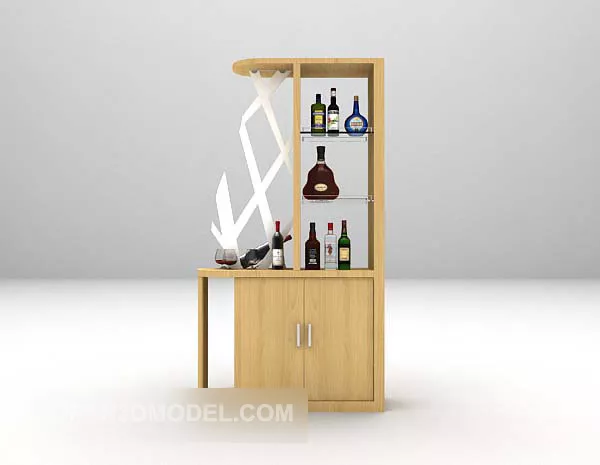 Kitchen Wood Display Cabinet With Decorative 3d model Kitchen Wood Display Cabinet With Decorative 3d model