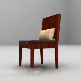 Simple Red Wood Home Chair 3d model