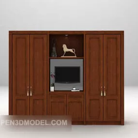 Modern Brown Wooden Wardrobe 3d model