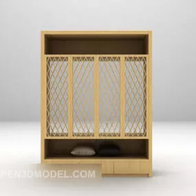 Modern Yellow Wooden Wardrobe V2 3d model