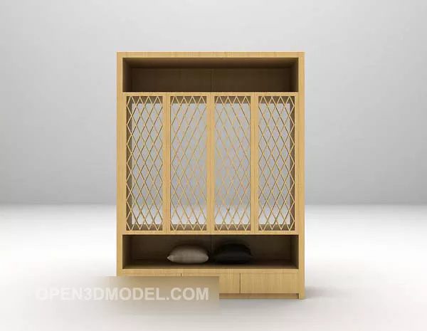 Bedroom Wardrobe With Shelf On Side 3d model