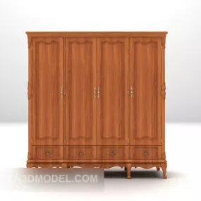 Brown Wood Antique Wardrobe V1 3d model