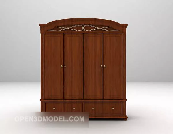 Walnut Wardrobe Grey Color 3d model