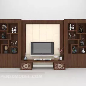 Home Wooden Showcase Large Size 3d model