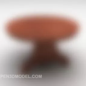 Round Table Red Wood 3d model