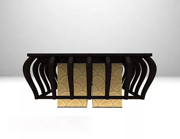 Black Iron Frame Shade Chandelier 3d model Black Iron Frame Shade Chandelier 3d model