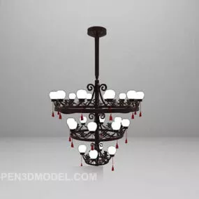 European Hanging Iron Chandelier 3d model