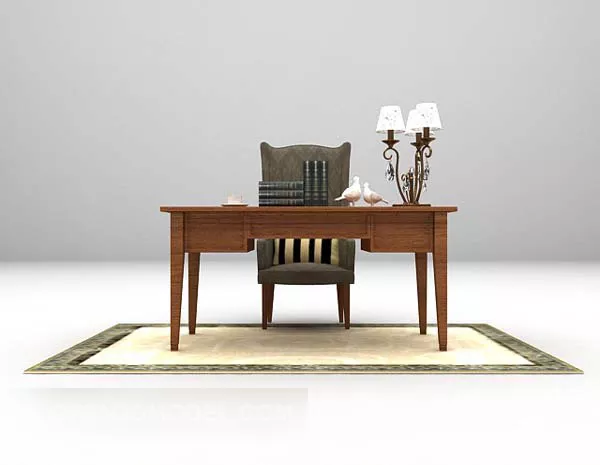 Modern Desk With Chair Carpet 3d model Modern Desk With Chair Carpet 3d model