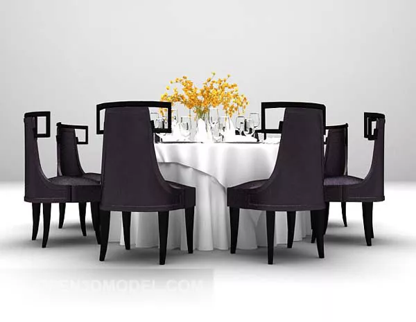 European Black Wooden Dining Table Large Size 3d model European Black Wooden Dining Table Large Size 3d model