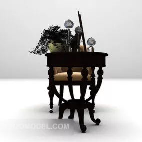 European Black Table Classic Decor 3d model