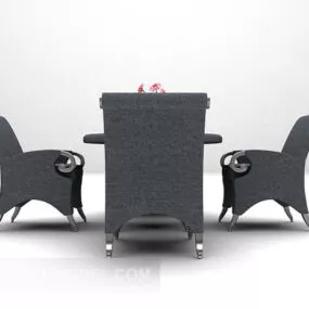 European Table And Chair Velvet Style 3d model