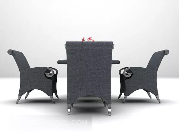 European Table And Chair Velvet Style 3d model European Table And Chair Velvet Style 3d model