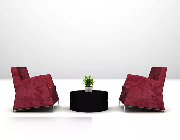 Red Velvet Sofa Chair With Round Table 3d model Red Velvet Sofa Chair With Round Table 3d model
