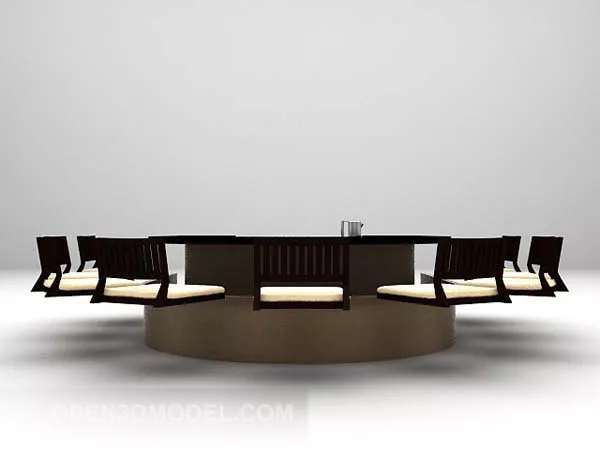 Round Table And Chair Set 3d model Round Table And Chair Set 3d model
