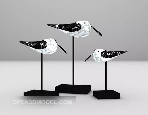 Simple Bird Statue Artwork With Book Stack 3d model