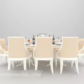 European Style Table Chair Dinning Set 3d model