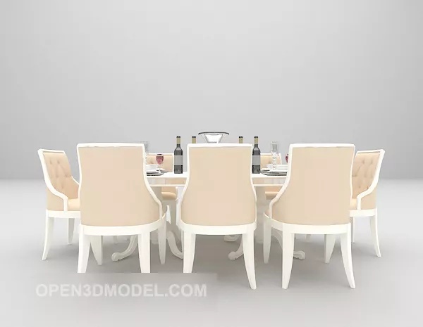 European Style Table Chair Dinning Set 3d model European Style Table Chair Dinning Set 3d model