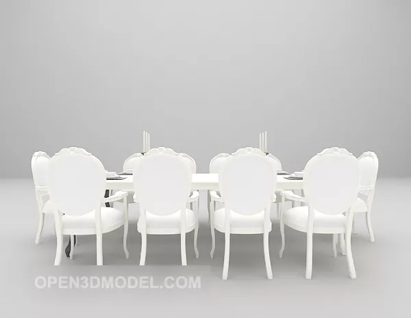 European Elegant White Table Chairs 3d model European Elegant White Table Chairs 3d model
