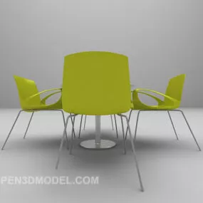 Coffee Glass Table With Plastic Chair 3d model