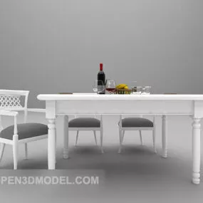 Modern White Dining Table For Home 3d model