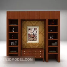 Classic Style Wooden Showcase 3d model