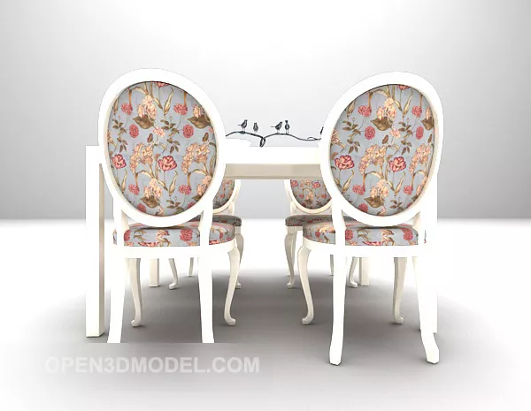 Elegant Retro White Table Chairs 3d model Elegant Retro White Table Chairs 3d model