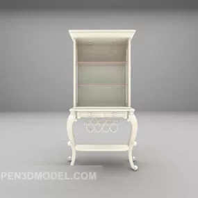 White Bookcase Classic Style 3d model