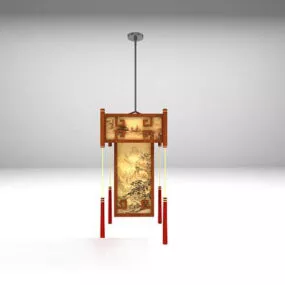 Chinese Ancient Wood Chandelier 3d model