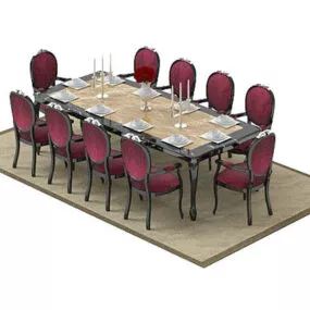 European Dinning Furniture Full Set 3d model