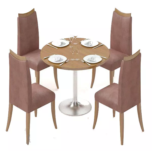 European Round Table And Chair Breakfast Set 3d model European Round Table And Chair Breakfast Set 3d model