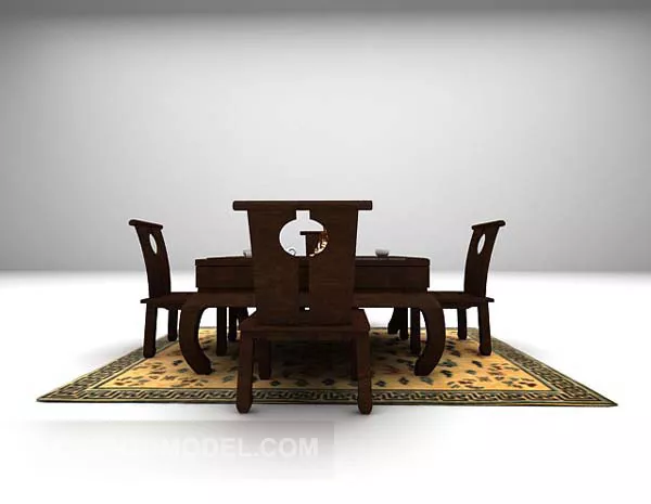 Black Table And Chair With Carpet Set 3d model Black Table And Chair With Carpet Set 3d model