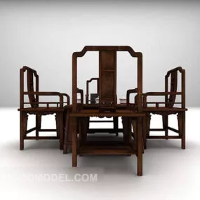 Chinese Vintage Table And Chair 3d model