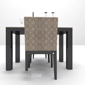 European Black Dining Table 3d model