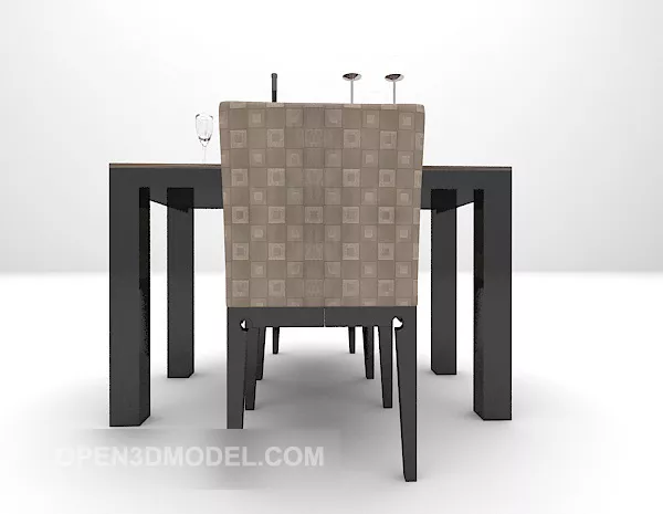 European Black Dining Table 3d model European Black Dining Table 3d model
