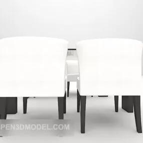 Modern Table White Fabric Chair 3d model