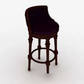 European Wooden Purple Lounge Chair 3d model