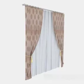 Brown Double Curtain 3d model