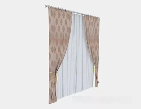 Brown Double Curtain 3d model Brown Double Curtain 3d model