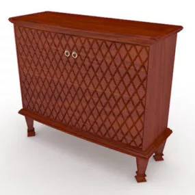 Red Brown Wooden Porch Cabinet 3d model