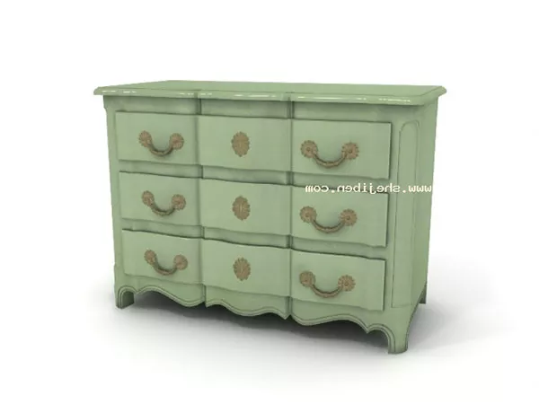 Vintage Style Table Green Paint 3d model Vintage Style Table Green Paint 3d model