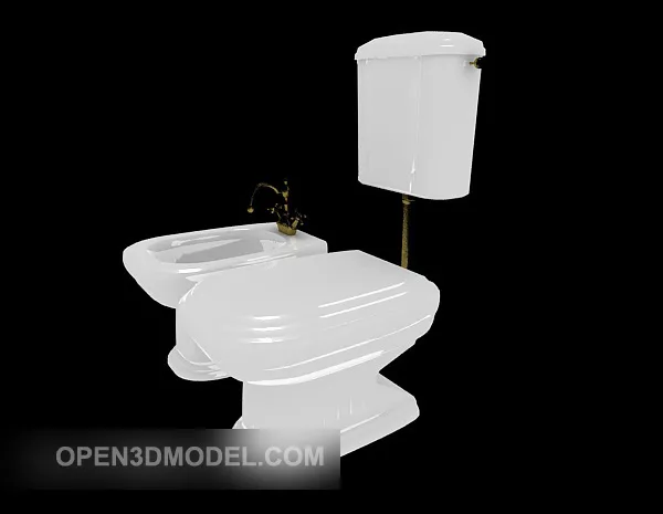 Rectangle Washbasin With Mirror Wood Frame 3d model