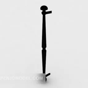Black Solid Wood Railing Structure 3d model