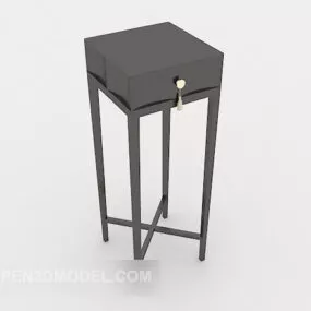 Flower Rack Black Wood 3d model
