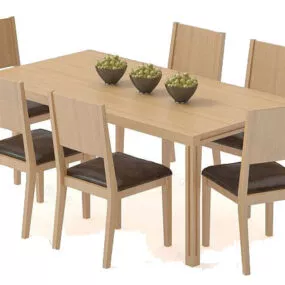 Modern Wooden Dining Table 3d model