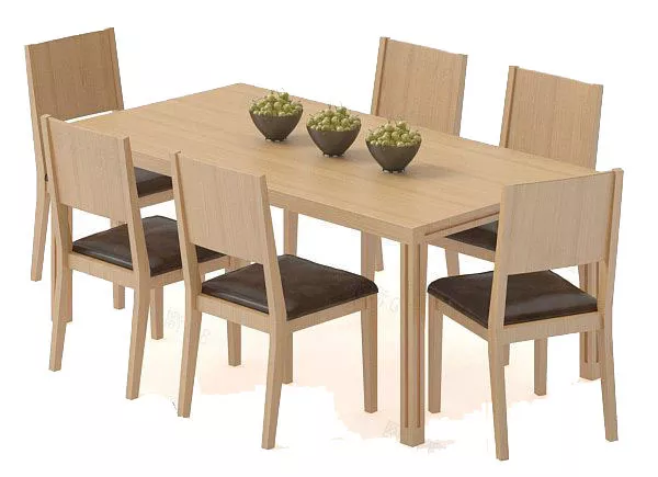 Modern Wooden Dining Table 3d model Modern Wooden Dining Table 3d model